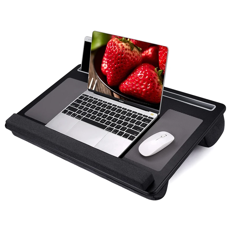 Lap Desk - Laptop Bed Laptop Desk with Mouse & Wrist Pad for Notebook, MacBook, Tablet, Bed, Sofa, Working, Writing, Gaming, Drawing(Carbon Black 26.37 inch Fit Up to 17 inch laptops)
