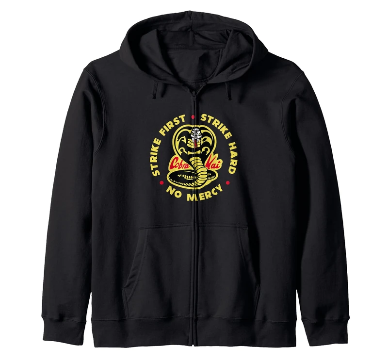 Cobra Kai Strike First Cobra Logo TV Show Zip Hoodie - Image 1