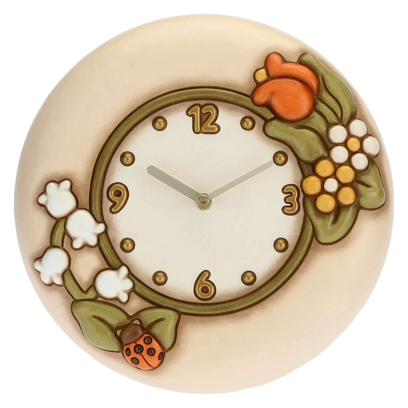 THUN -Country Wall Clock with Ladybug Lucky Charm