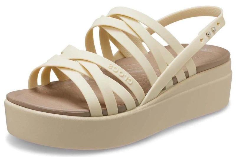 Crocs Women's Brooklyn Strappy Low Wedge Sandals, Black, 7 UK