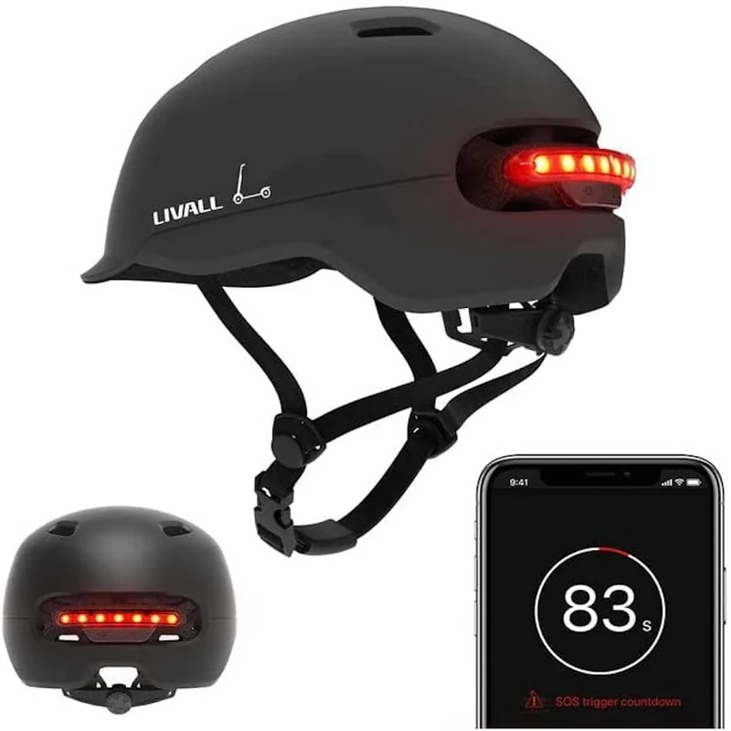 LIVALL C20 Smart Bike Helmet with LED Lights & Visor, CPSC Certified, Bike Helmet with Fall Detection for Adults Men Women, Bicycle Helmet for Urban Commuter E-Bike Scooter Skateboard