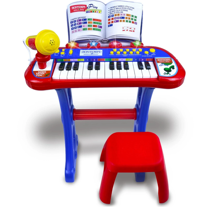 Bontempi MiniKeyFun: Keyboard 24 Keys Toy with Microphone and Stool for Small Musicians 400 x 400 x 570 mm