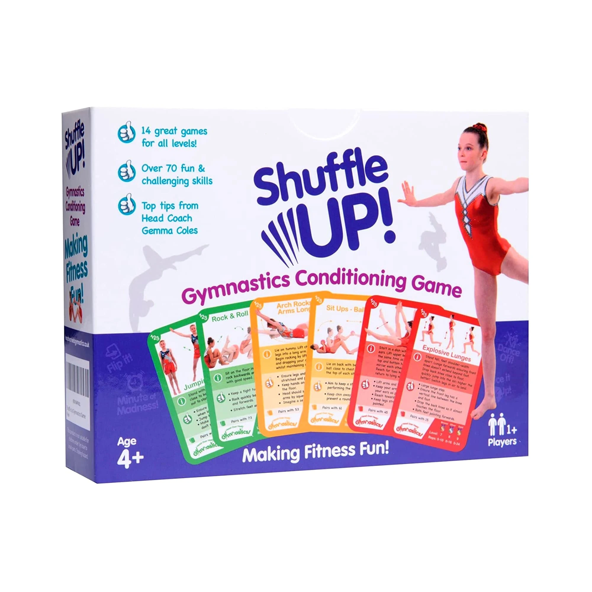 Shuffle Up Gymnastics Games - Family Games with 70+ Fun & Active Fitness Workout Cards, Stocking Fillers, Gymnastics Equipment for Kids, Gymnastics Gifts for Girls & Boys