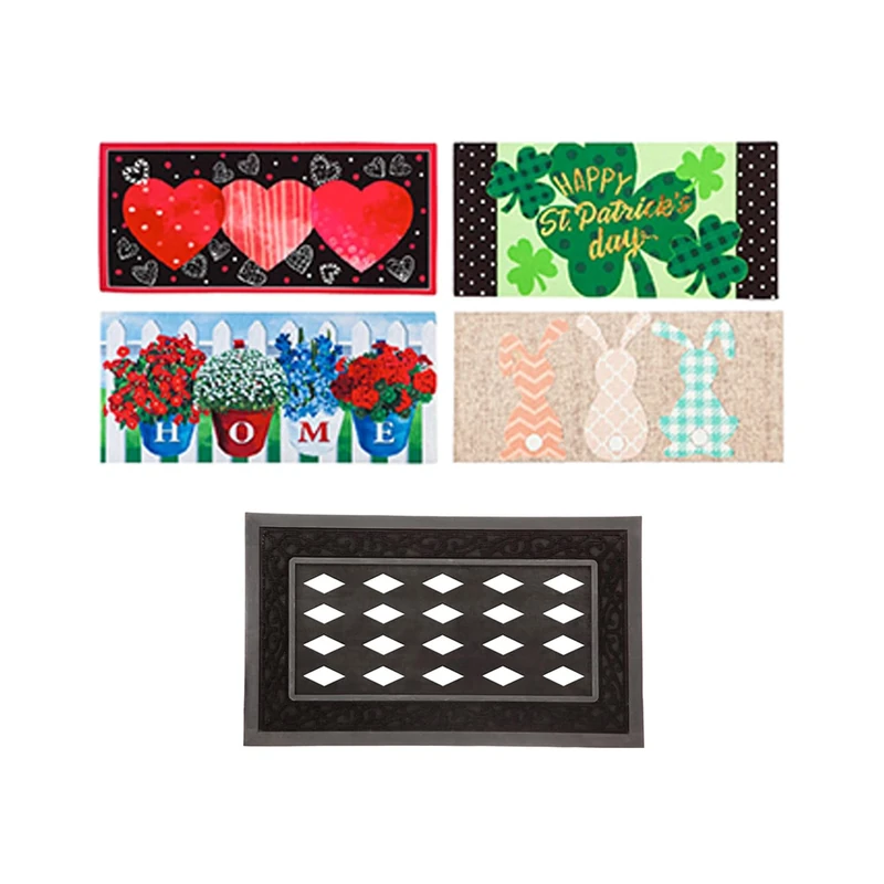 Evergreen Flag Sassafras Bundle - Set of 5 Farmhouse Interchangeable Entrance Doormats | Indoor and Outdoor |22-in x 10-in doormats and 28-in x 16-in Tray | Non-Slip Backing | Low Profile | Home Decor - Image 1