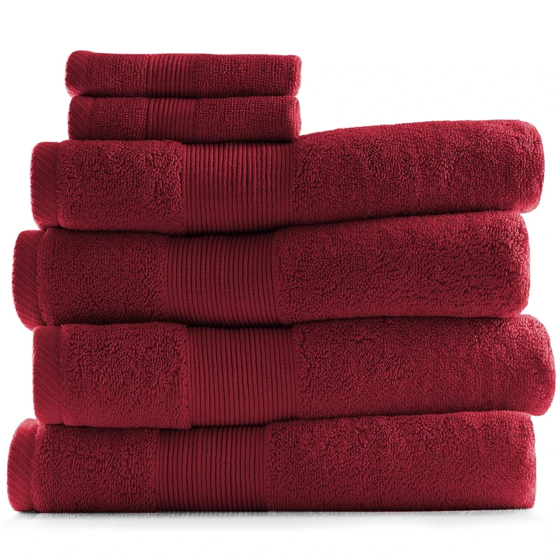 Hearth & Harbor 100% Ring Spun Cotton Bath Towels for bathroom - Luxury Bathroom Towels - Ultra Soft & Highly Absorbent Bath Towels Set, 6 Piece Set (4 Bath Towels, 2 Washcloths) - Red