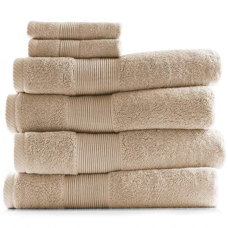 Hearth & Harbor 100% Ring Spun Cotton Bath Towels for bathroom - Luxury Bathroom Towels - Ultra Soft & Highly Absorbent Bath Towels Set, 6 Piece Set (4 Bath Towels, 2 Washcloths) - Cream