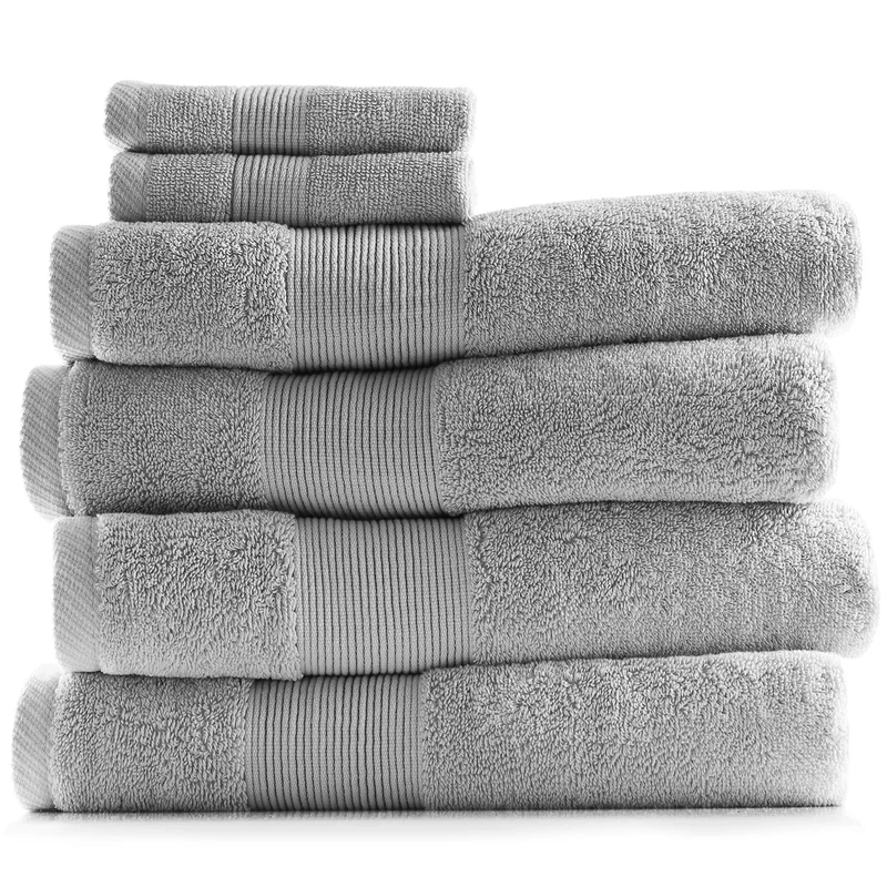 Hearth & Harbor 100% Ring Spun Cotton Bath Towels for bathroom - Luxury Bathroom Towels - Ultra Soft & Highly Absorbent Bath Towels Set, 6 Piece Set (4 Bath Towels, 2 Washcloths) - Silver