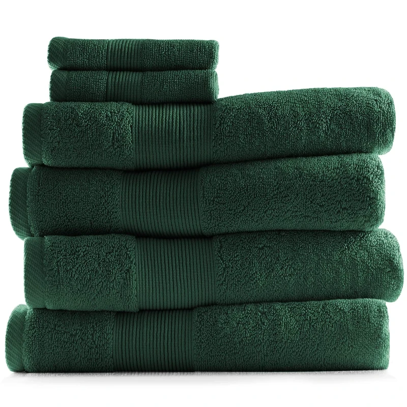 Hearth & Harbor 100% Ring Spun Cotton Bath Towels for bathroom - Luxury Bathroom Towels - Ultra Soft & Highly Absorbent Bath Towels Set, 6 Piece Set (4 Bath Towels, 2 Washcloths) - Hunter Green