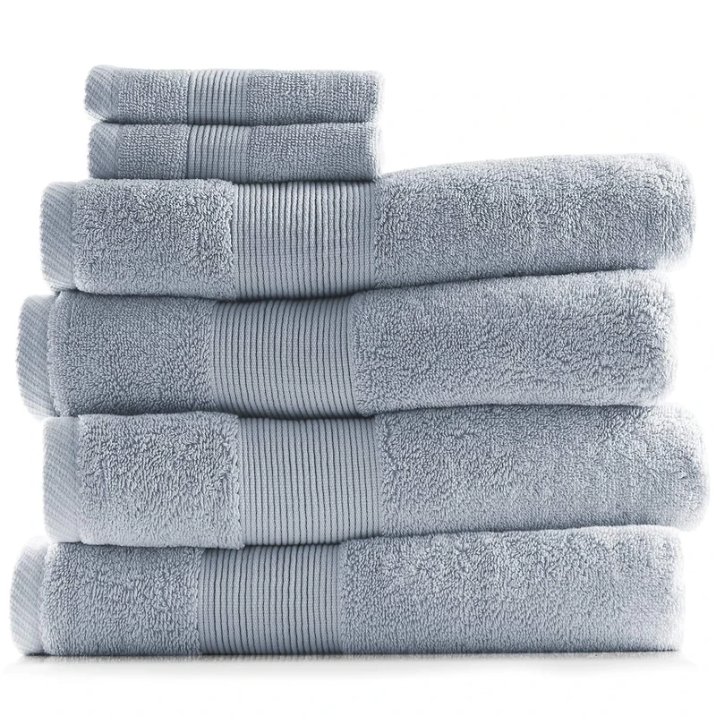 Hearth & Harbor 100% Ring Spun Cotton Bath Towels for bathroom - Luxury Bathroom Towels - Ultra Soft & Highly Absorbent Bath Towels Set, 6 Piece Set (4 Bath Towels, 2 Washcloths) - Ice Blue