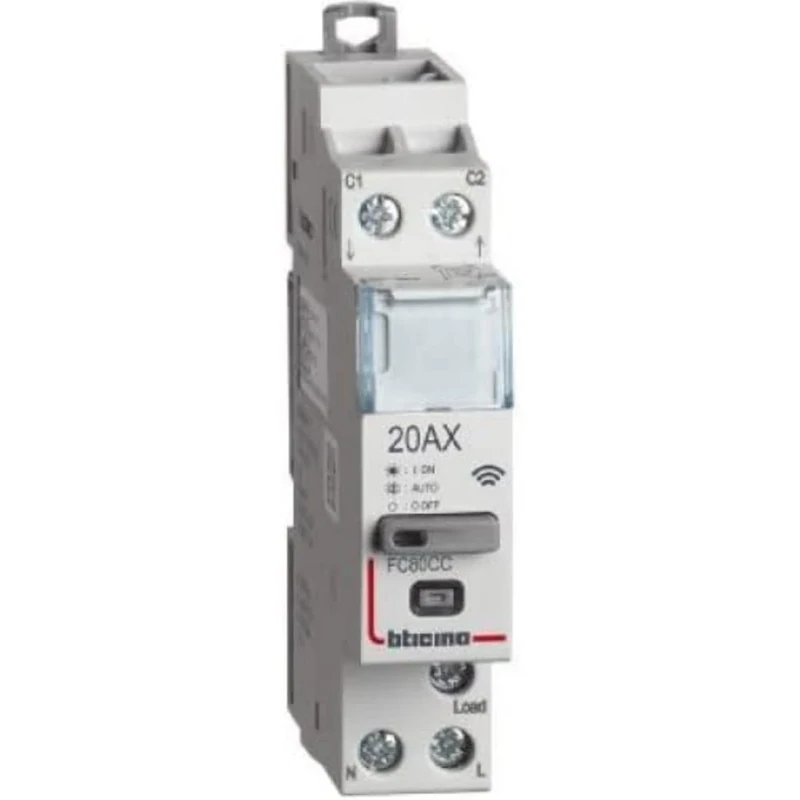 Bticino FC80CC Smart DIN Contactor, Allows Remote Control of Single Phase Loads from Smartphone with Home App and Control via Voice Assistant