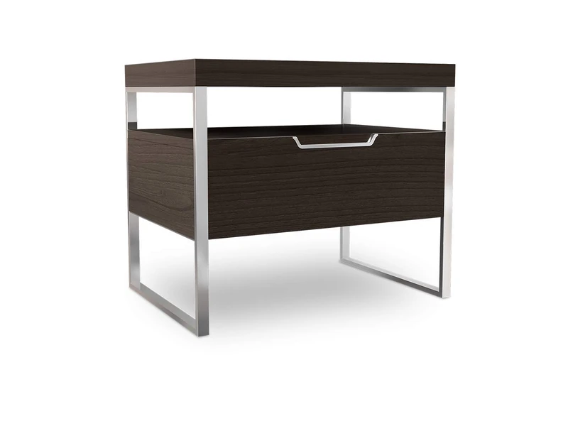 Vant Wooden Night Stand - Walnut Brown Silver, 20cm H