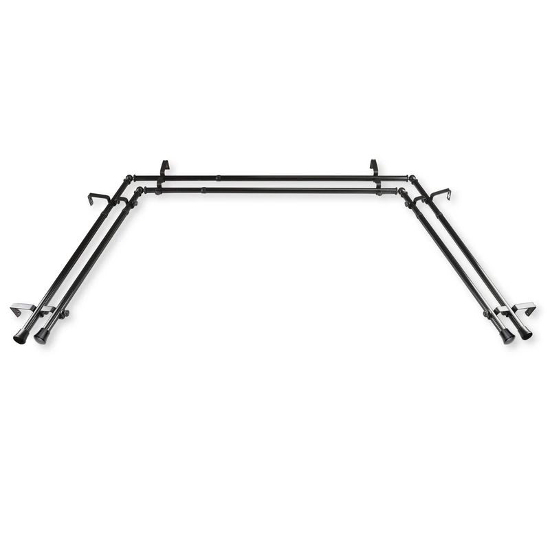 Rod Desyne 13/16 inch Double Bay Curtain Rod, 20-36 inch, 38-72 inch, Black