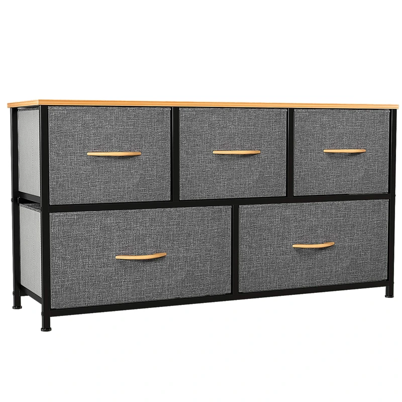 YITAHOME Chest of Drawers, Fabric 5-Drawer Storage Organizer Unit for Bedroom Living Room Closet, Sturdy Steel Frame, Easy Pull Fabric Bins & Wooden Top, Fabric Dresser