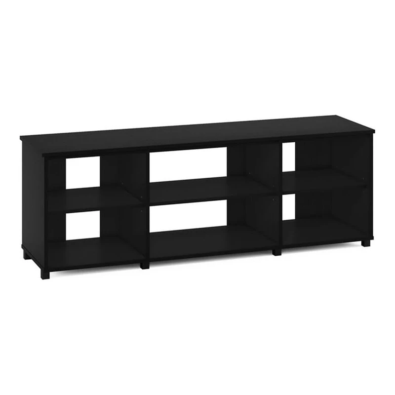 Furinno Tale TV Stand, TV Unit with Shelves for TV up to 65 Inch, Black Oak