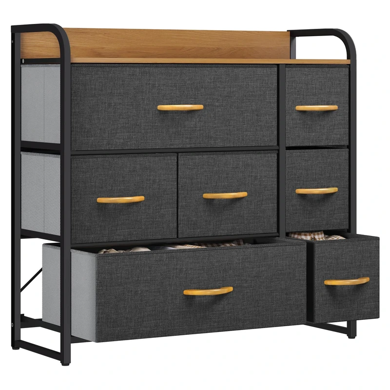 YITAHOME Chest of Drawers, 7-Drawer Storage Organizer Unit for Bedroom Living Room Closet, Sturdy Steel Frame, Easy Pull Fabric Bins & Wooden Top, Fabric Dresser