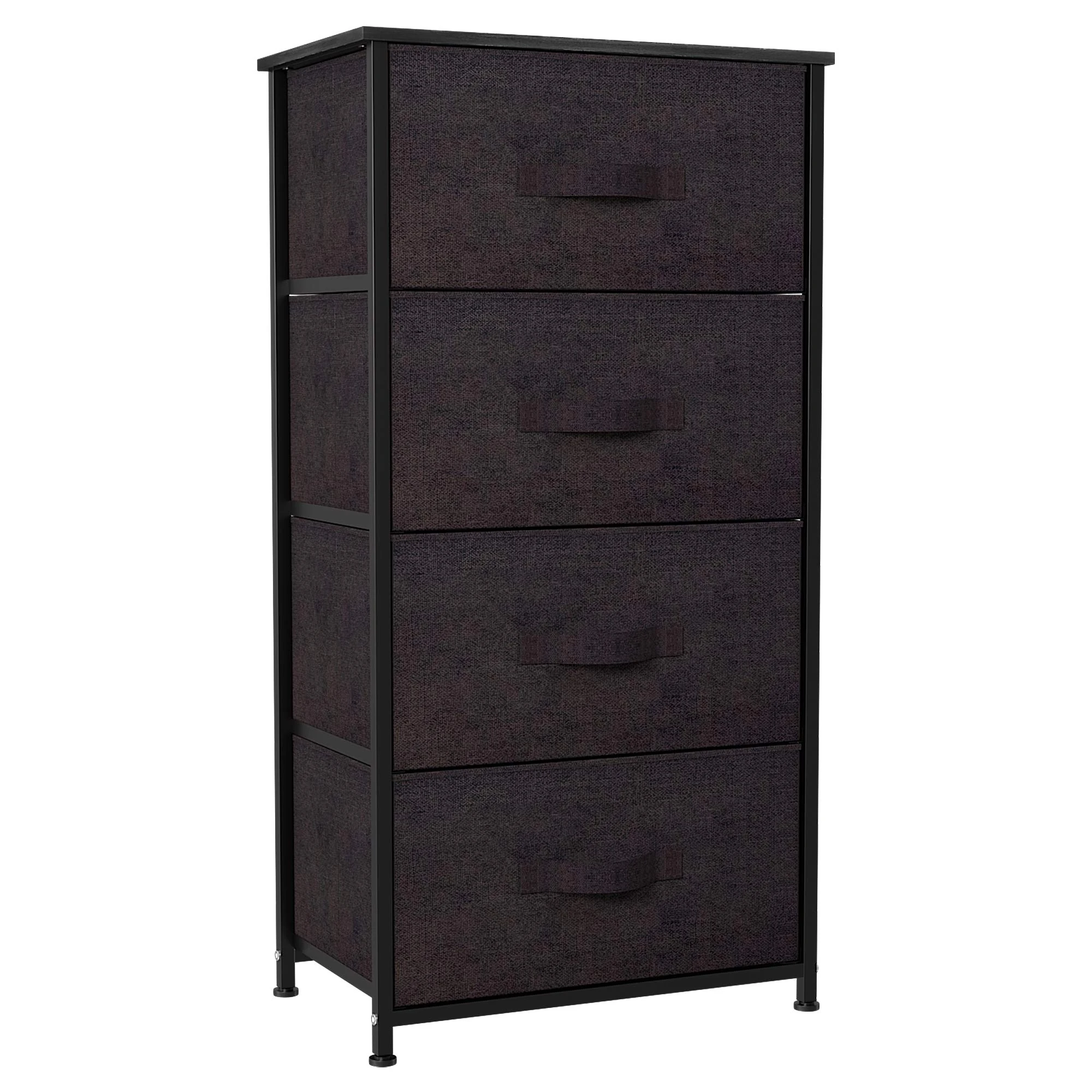YITAHOME Chest of Drawers, Non-Woven Fabric 4-Drawer Storage Organizer Unit for Bedroom Living Room Closet, Sturdy Steel Frame, Easy Pull Fabric Bins & Wooden Top, Fabric Dresser, Brown