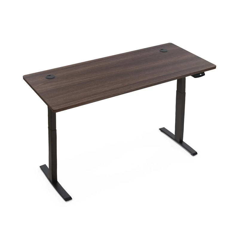 Hi5 Height Adjustable Office, Electric, Sit Standing Desk, Computer Workstation, Walnut, Black L Frame, 1028610312