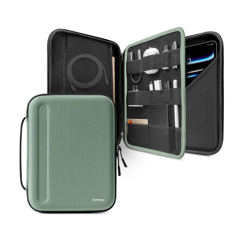 tomtoc Portfolio Tablet Case for 13 Inch iPad Pro M5/M4 & iPad Air M3/M2 2025-2024, 12.9" iPad Pro, Protective Sleeve with Accessories Pocket, Storage Carry Bag for Apple Pencil/Adapter/Magic Keyboard