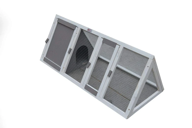 Bunny Business Pet Supplies Apex Run with Enclosure Rabbit/Guinea Run Hutch Hutches, 4ft Triangular Runs (GREY)
