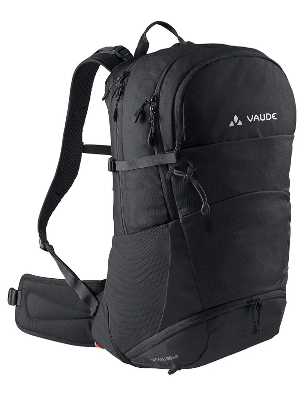 VAUDE Hiking Backpack Wizard in black 30+4L, Water-Resistant Backpack for Women & Men, Comfortable Trekking Backpack with Well-Designed Carrying System & Practical Compartmentalization