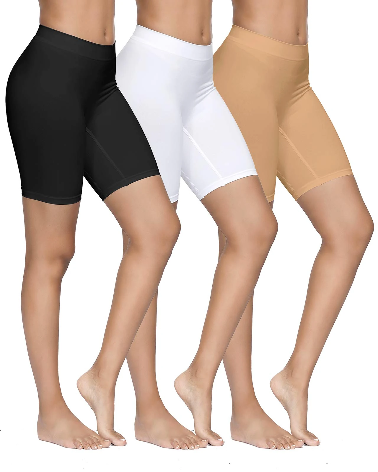 YADIFEN 3 Pack Anti Chafing Shorts Womens Safety Seamless Lycra Shorts Ultra Soft Yoga Ladies Boxers Short for Under Skirt/Dresses Running Sports Leggings S