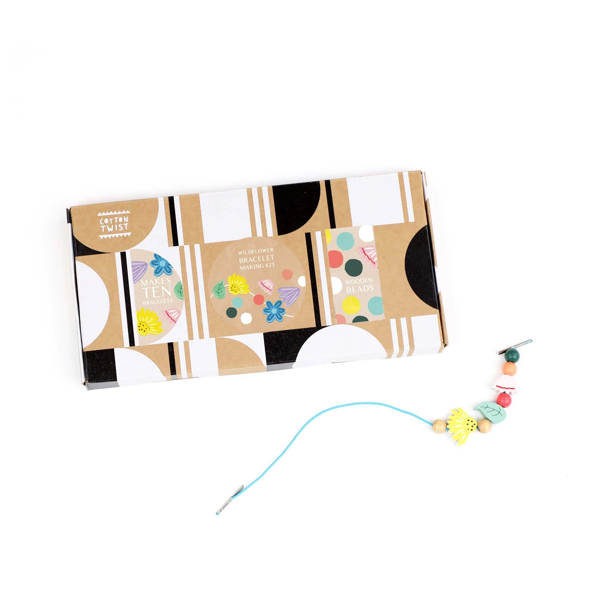 COTTON TWIST Kids Wildflower Bracelet Making Craft Kit - Children Creative Beading Jewellery Designing Play Set - Suitable for 3-8 Years