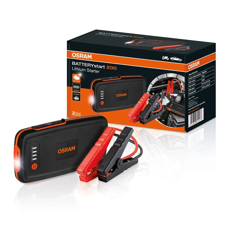 BATTERYstart 200, compact, powerful lithium jump starter with power bank feature, 6000mAh, 12V