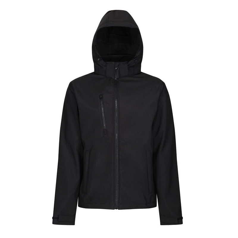 Regatta Professional Mens Venturer 3 Layer Printable Hooded Softshell Jacket, Black(black), M EU - Image 1