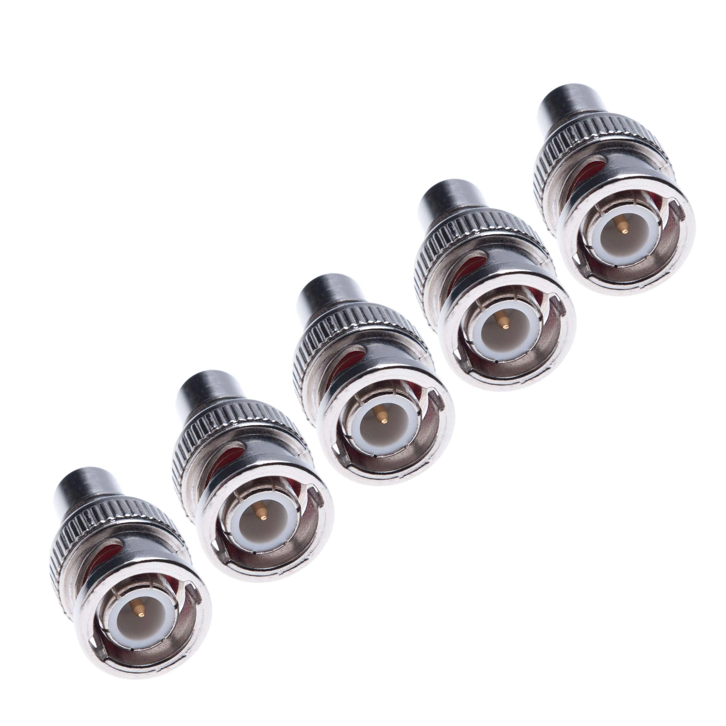 BNC CCTV Crimp Plug Connectors With Brass Center Pin For RG59 Coaxial Cable Install, Security Camera Coax Male Jack kit (Pack of 5)