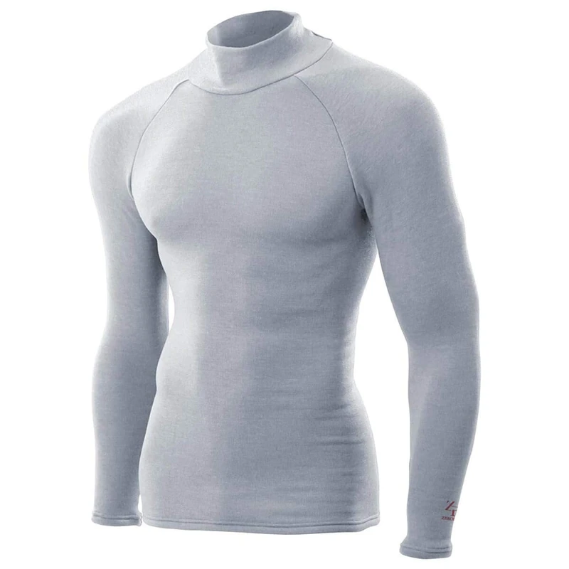 ZEROFIT Mens Heat Rub Ultimate Mock Neck Baselayer - Grey - L
