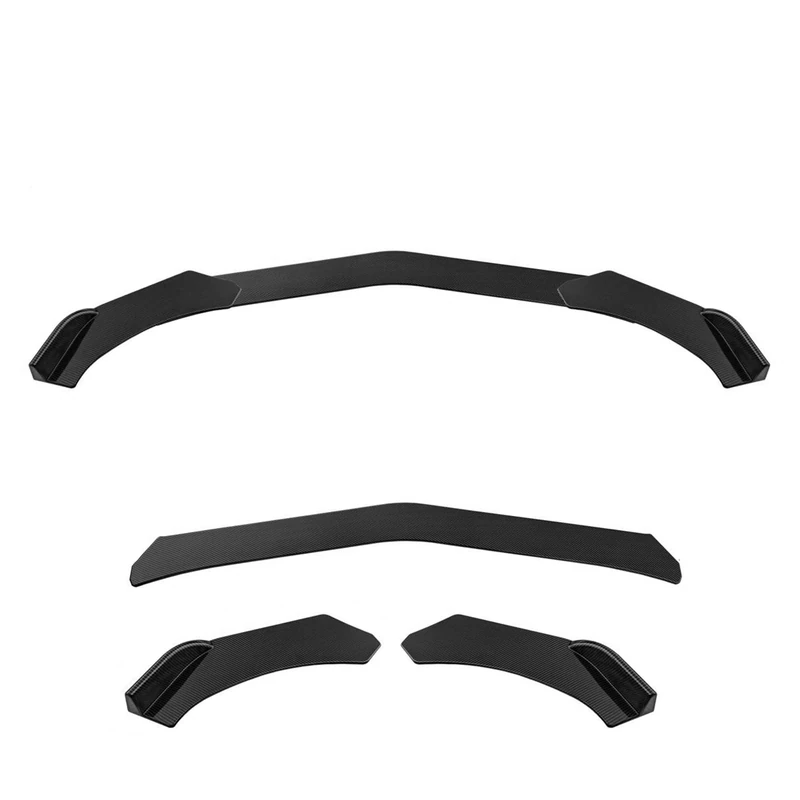 Simoni Racing Universal Front Spoiler Lip 'Lip Splitter' – 3 Pieces – ABS Black + Carbon Look 'Wings'