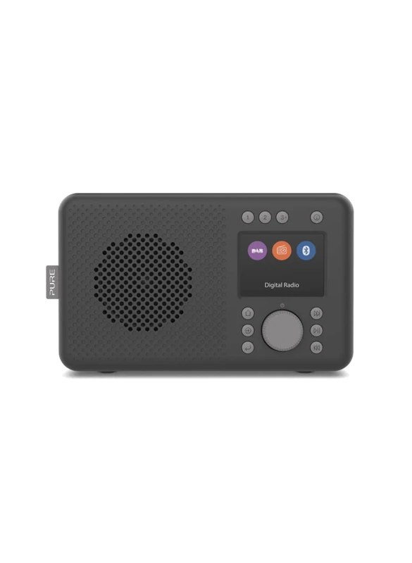 Pure Elan DAB+ portable DAB+ radio with Bluetooth 5.0 (DAB/DAB+ & FM radio, TFT colour display, 20 station memory, preset buttons, 3.5mm AUX jack, mains and battery powered) Charcoal Black