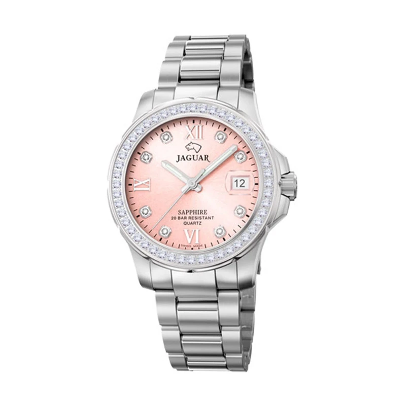 JAGUAR Watch Model J892/2 from The Woman Collection, 34.5 mm Pink case with Steel Strap for Lady, one Size, Bracelet
