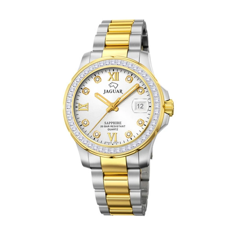 JAGUAR Watch Model J893/1 from the Woman Collection, 34.5 mm Silver case with Two-Tone Steel Strap for Lady, one Size, Bracelet