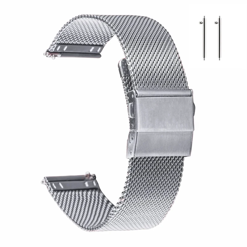 EACHE Stainless Steel Mesh Watch Band for Men Women, Quick Release Mesh Watch Straps 12mm 14mm 16mm 18mm 20mm 22mm, 12MM, stainless steel