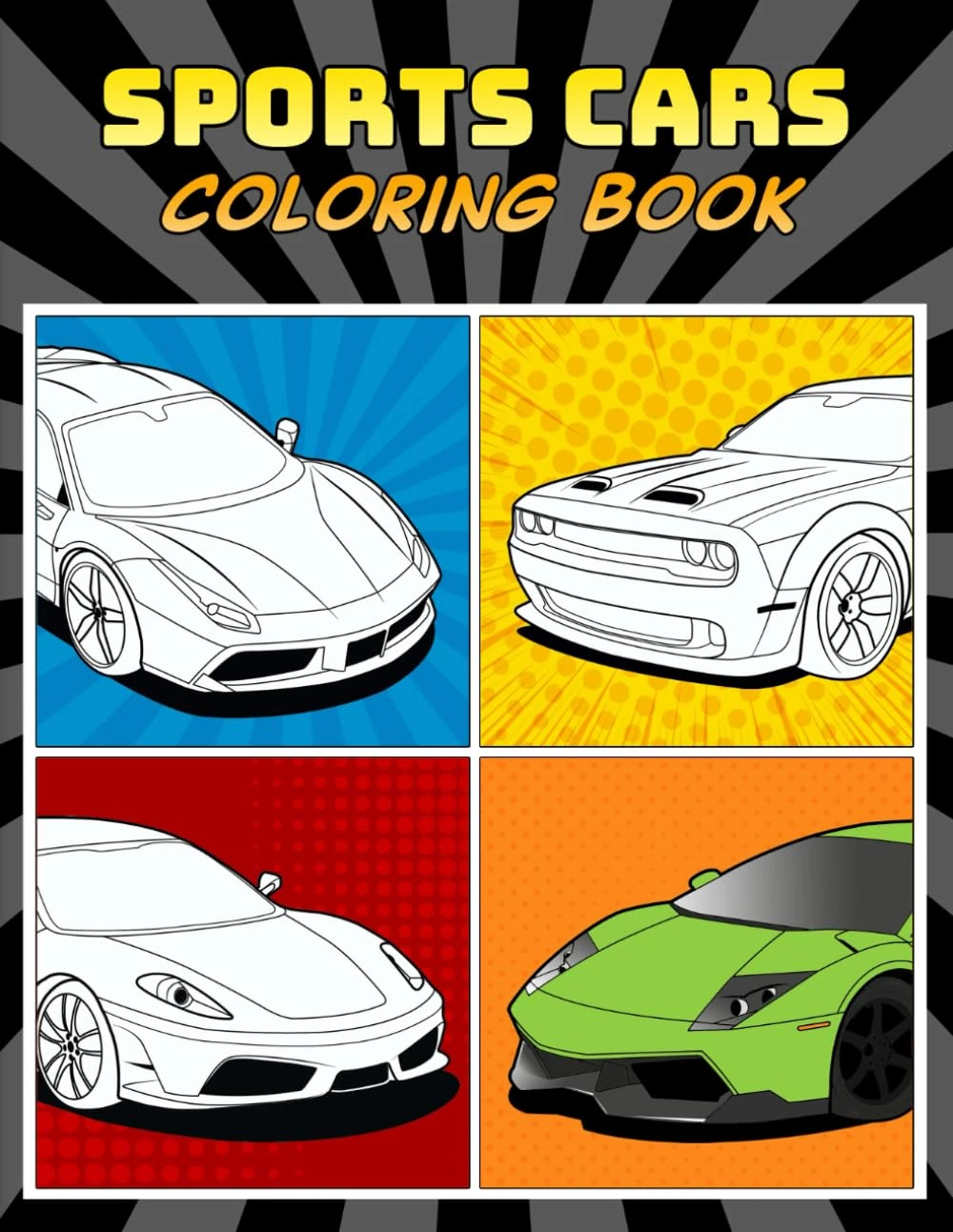 Sports Cars Coloring Book: A Collection of 45 Cool Supercars | Relaxation Coloring Pages for Kids, Adults, Boys, and Car Lovers