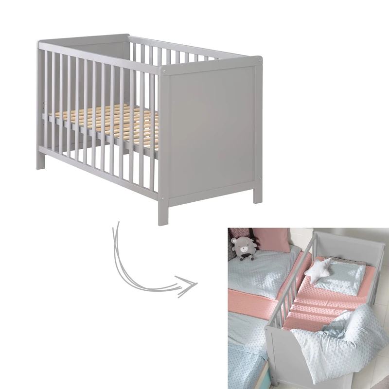 roba Height-Adjustable Co-Sleeping Bed - 60 x 120 cm Taupe