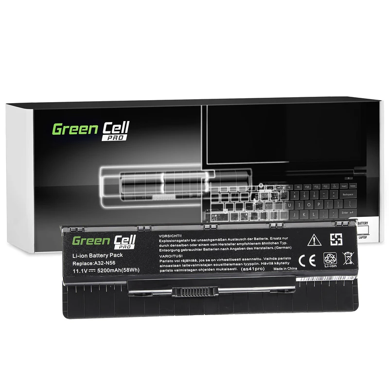 Green Cell PRO A31-N56 A32-N56 A33-N56 Battery for Asus Laptop 5200 mAh 10.8 V Black - Image 1