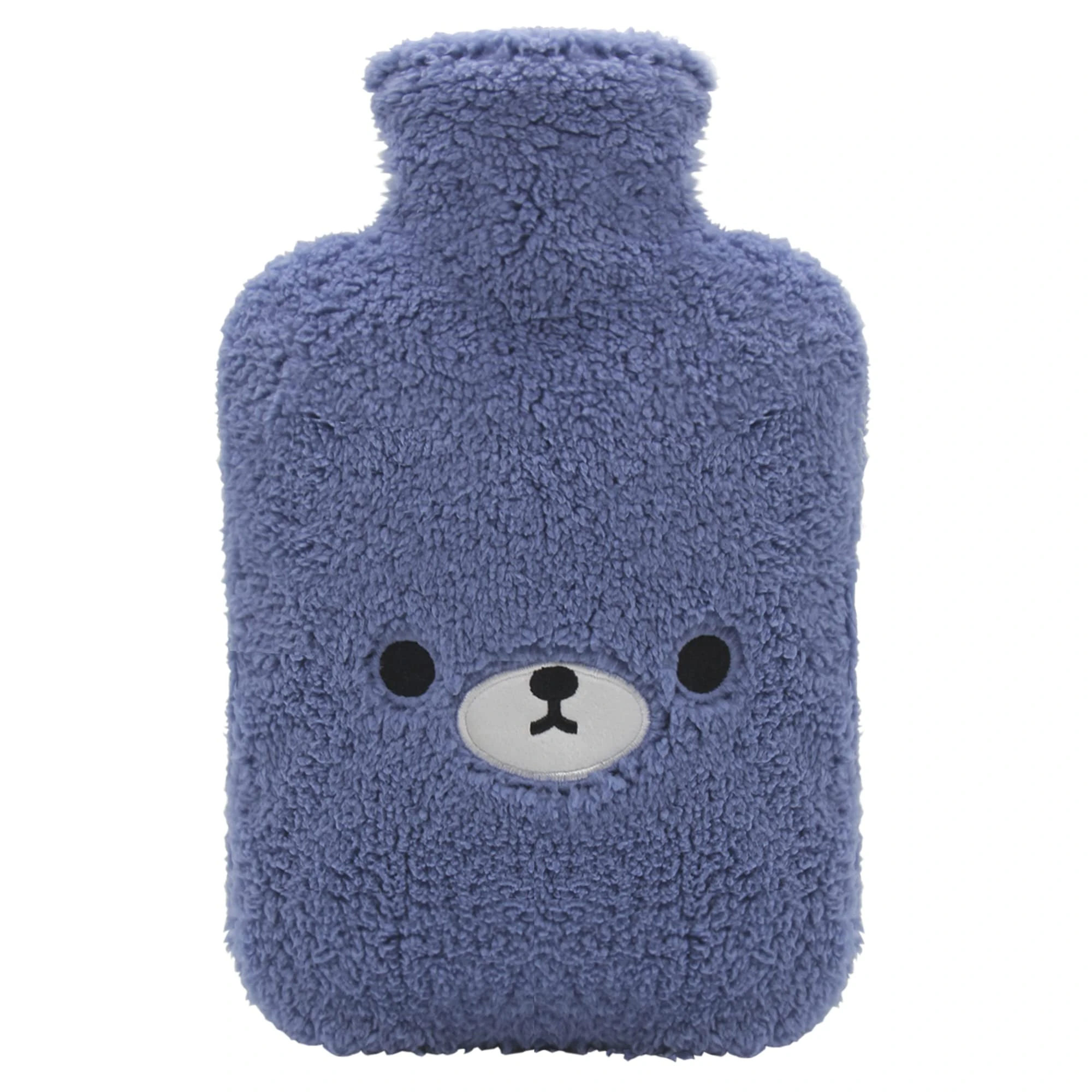 Samply Hot Water Bottle with Cute Fleece Cover, 2L Hot Water Bag for Hot and Cold Compress, Hand Feet Warmer, Neck and Shoulder Pain Relief,Bear Blue