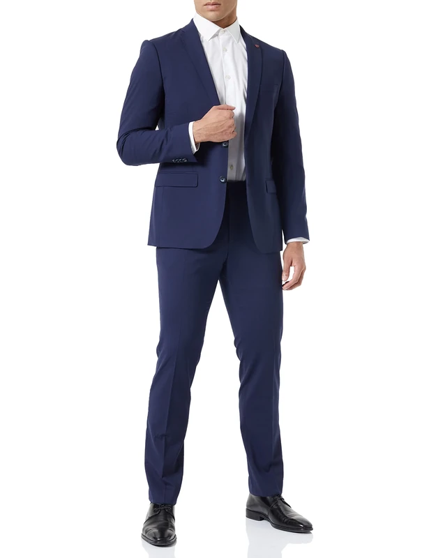 Roy Robson Men's Herren Anzug Slim Fit 2-teilig aus Schurwolle Mix Business Stretch Suit-Dress Set, Italian Blue, 44