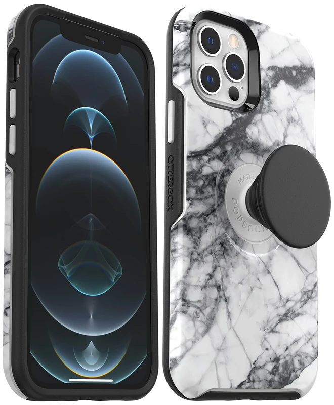 OtterBox 77-65486 Otter plus Pop Case, Shockproof, Drop proof, Protective Case with PopSockets PopGrip, 3x Tested to Military Standard, White, iPhone 12 Pro Max