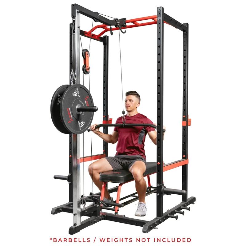 Sunny Health & Fitness LAT Pull Down Pulley System for Power Racks