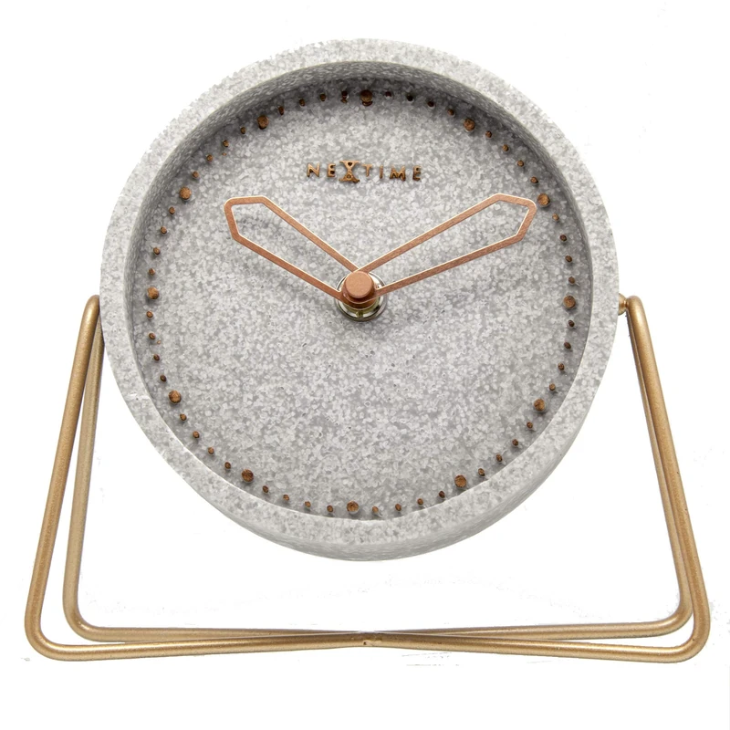 NeXtime 5204GS Cross Elegant Table Clock Made of Stone, Gray, 17,5 x 15,5 x 5 cm - Image 1