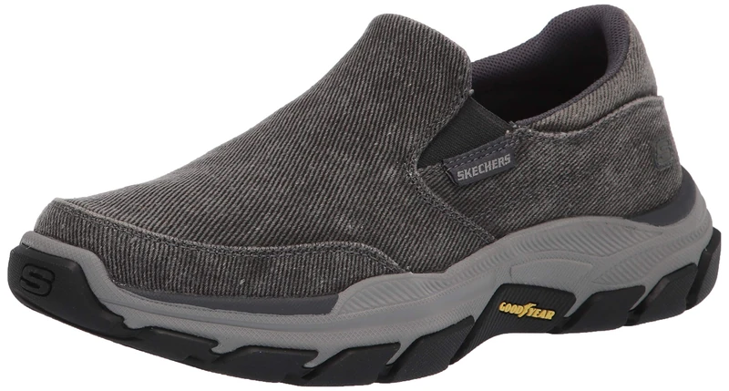 Skechers Men's Respected-Fallston Canvas Slip On, Char, 9 X-Wide