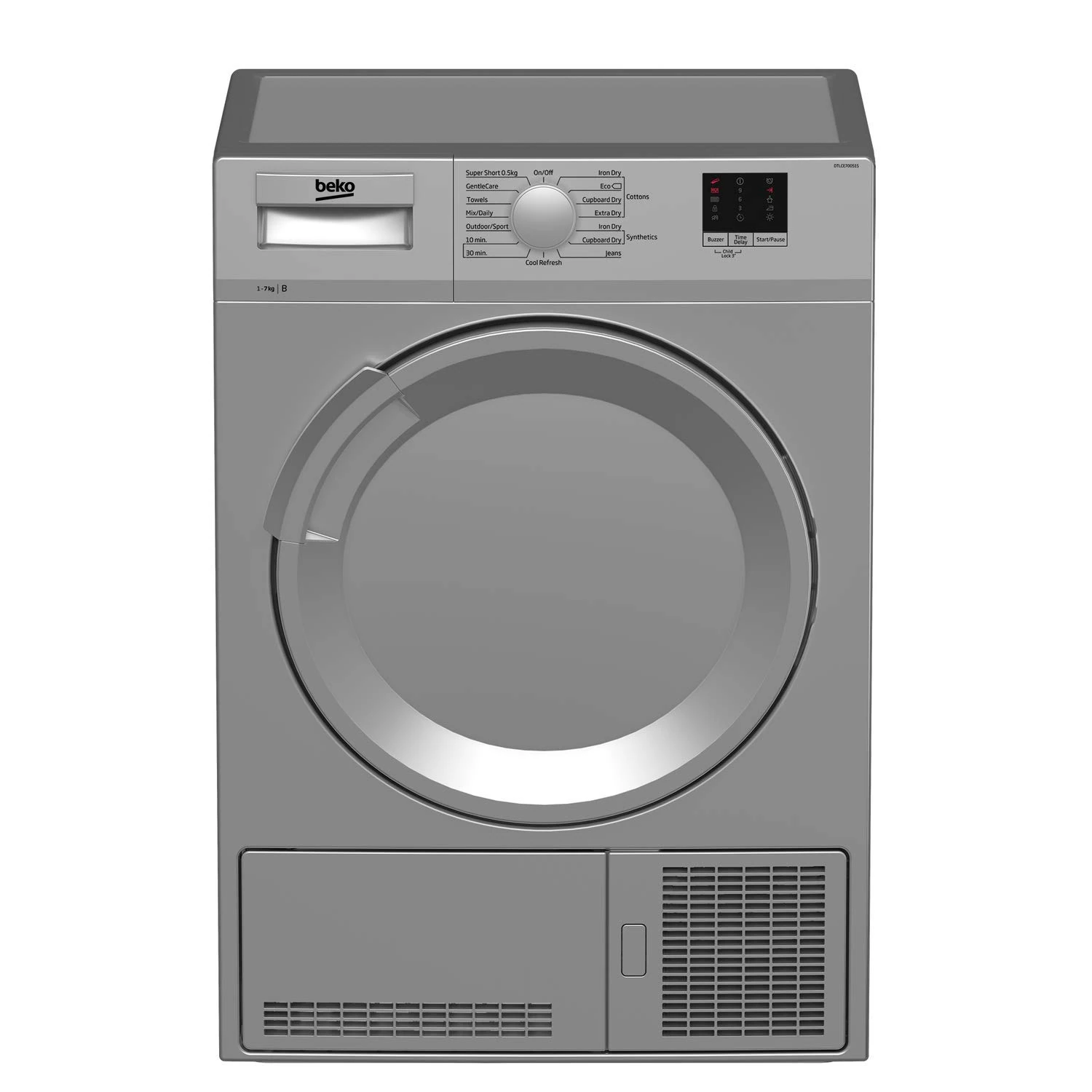 Beko DTLCE70051S 7kg Freestanding Condenser Tumble Dryer - Silver