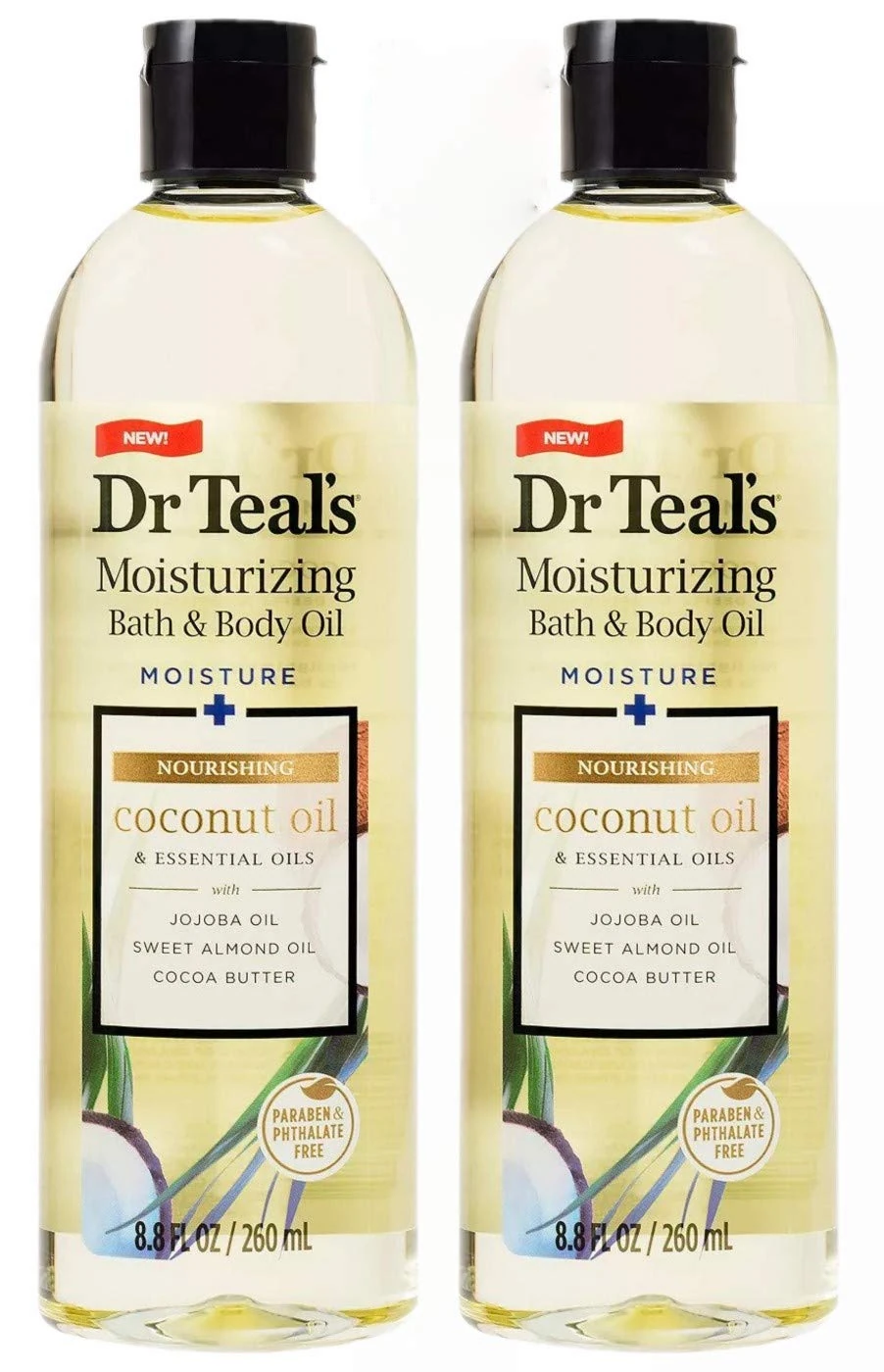 Dr Teal's Moisturizing Bath & Body Oil With Essential Oils - Nourishing Coconut, Jojoba, Sweet Almond and Cocoa Butter 8.8 oz