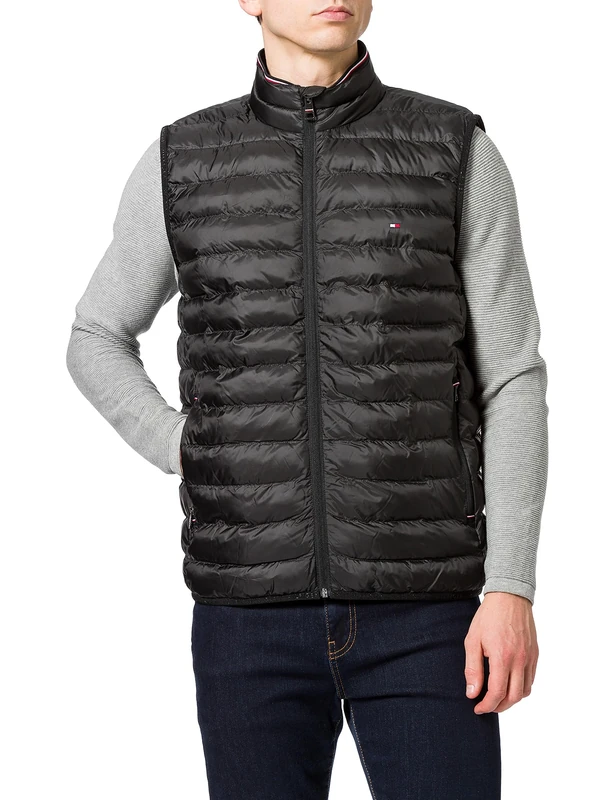 Tommy Hilfiger Men's Packable Circular Vest - Black, XXL