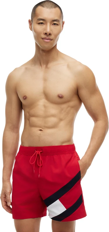 Tommy Hilfiger Men’s SF Medium Drawstring Mid Length Swim Shorts, Red (Primary Red), L