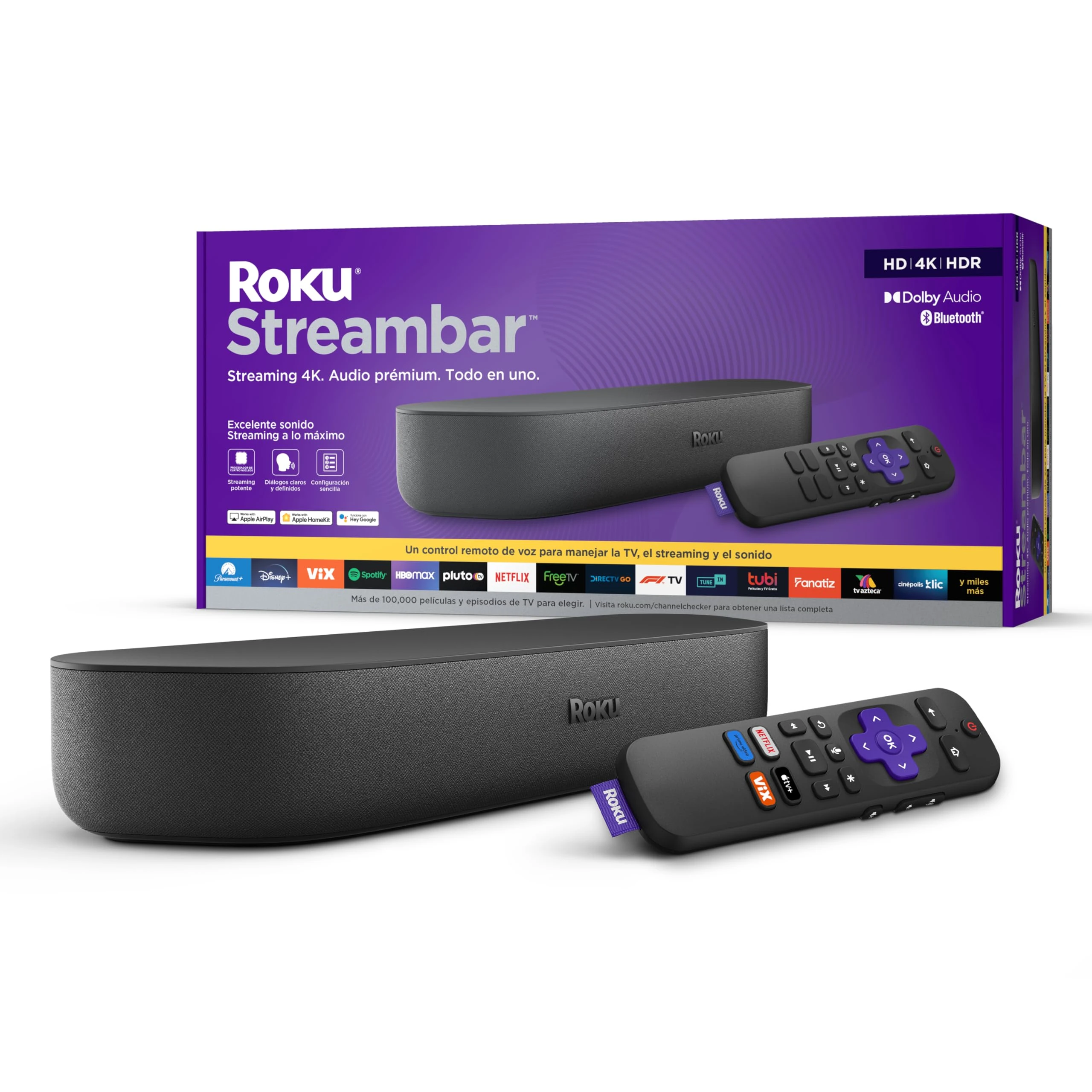 Roku Streambar 4K/HD/HDR Streaming Device and Premium Audio All in One Includes Voice Remote Control