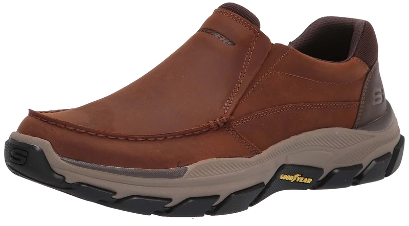 Skechers Mens Relaxed Fit Respected Catel Trainers - Brown - UK 10